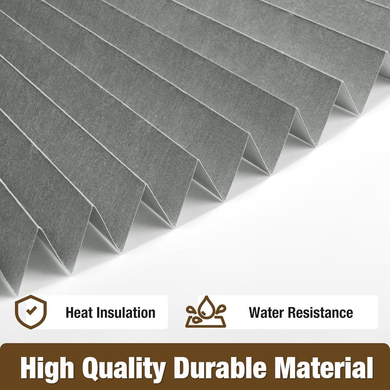 Zipcase 6 Pack Window Blackout Shades, 65% Shading Cordless Light Filtering Pleated Paper Shades, 36 in x 72 in(Fits Windows 19”- 36”), Grey - Image 3